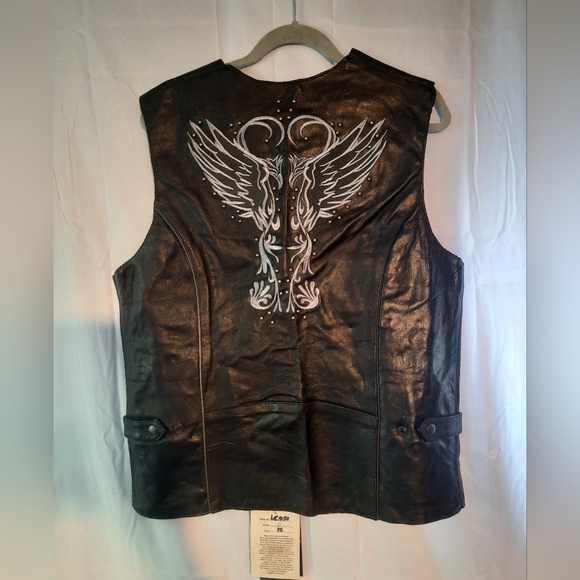 Vance Leather Ladies XL Vest Reflective Embroidered Phoenix Wings Conceal Carry - Picture 2 of 9